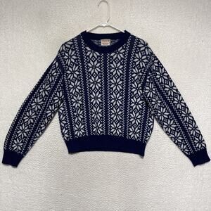 Vintage 60s Orlon Richman Brothers Ski Sweater Men’s L Christmas, Snowflakes